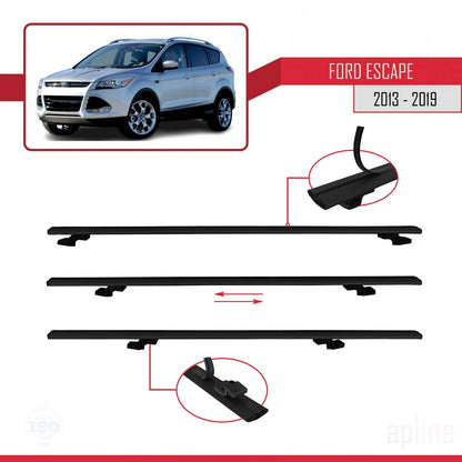 Compatible avec Ford Escape 3 2013-2019 BASIC Model Barres de Toit Railing Porte-Bagages de Voiture Noir Aluminium 2 Barres