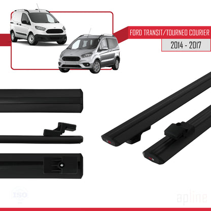 Compatible with Ford Transit/Tourneo Courier Pre-Facelift 2014-2017 BASIC Model Car Roof Rack Cross Bar Black Aluminium 2 Bars