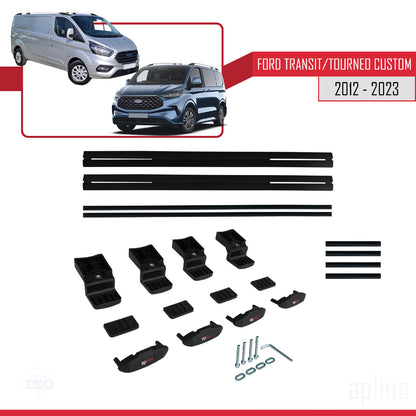 Compatible with Ford Transit/Tourneo Custom 2012-2023 BASIC Model Car Roof Rack Cross Bar Black Aluminium 2 Bars