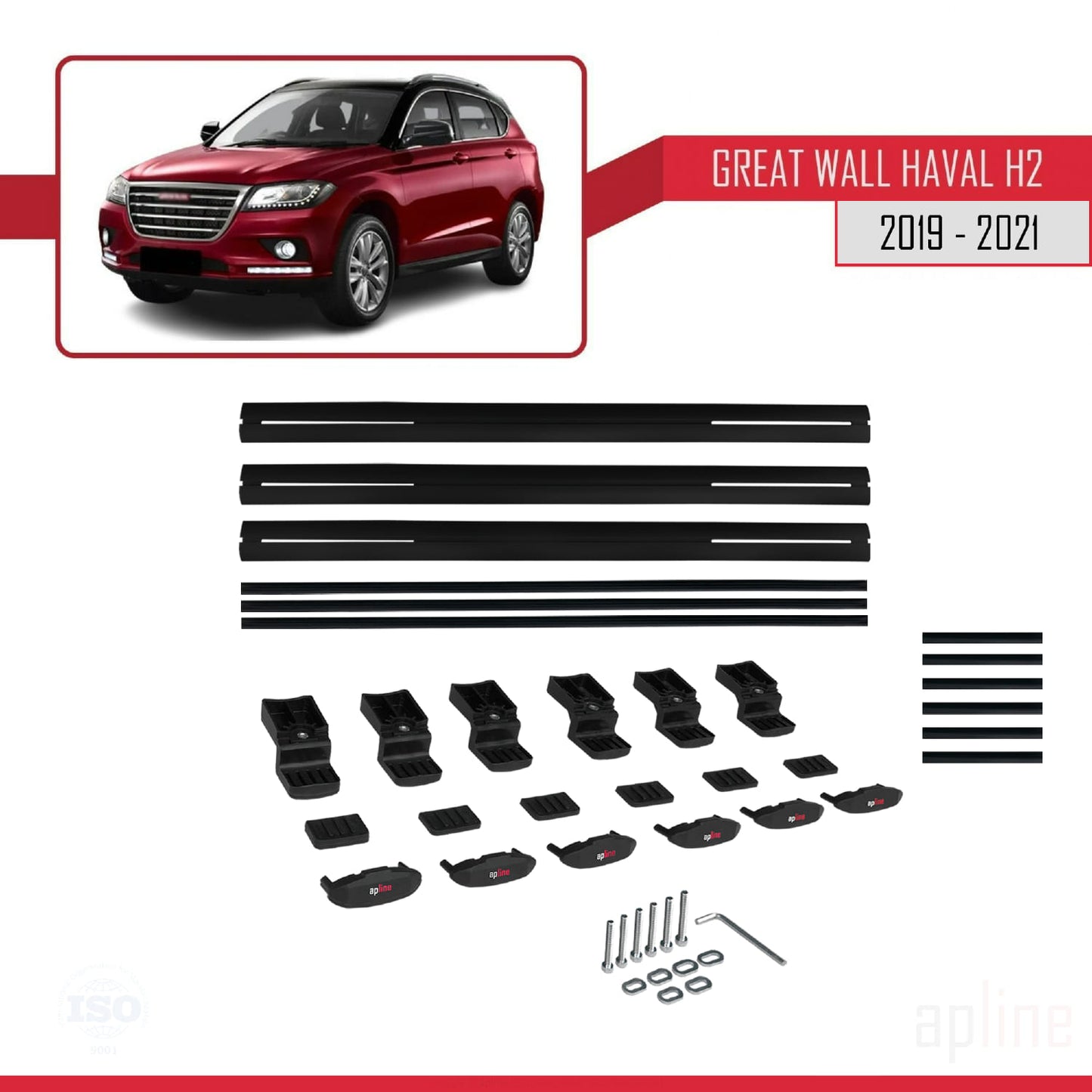 Compatible with Great Wall Haval H2 2019-2021 BASIC Model Car Roof Rack Cross Bar Black Aluminium 3 Bars