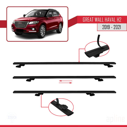 Compatible with Great Wall Haval H2 2019-2021 BASIC Model Car Roof Rack Cross Bar Black Aluminium 3 Bars