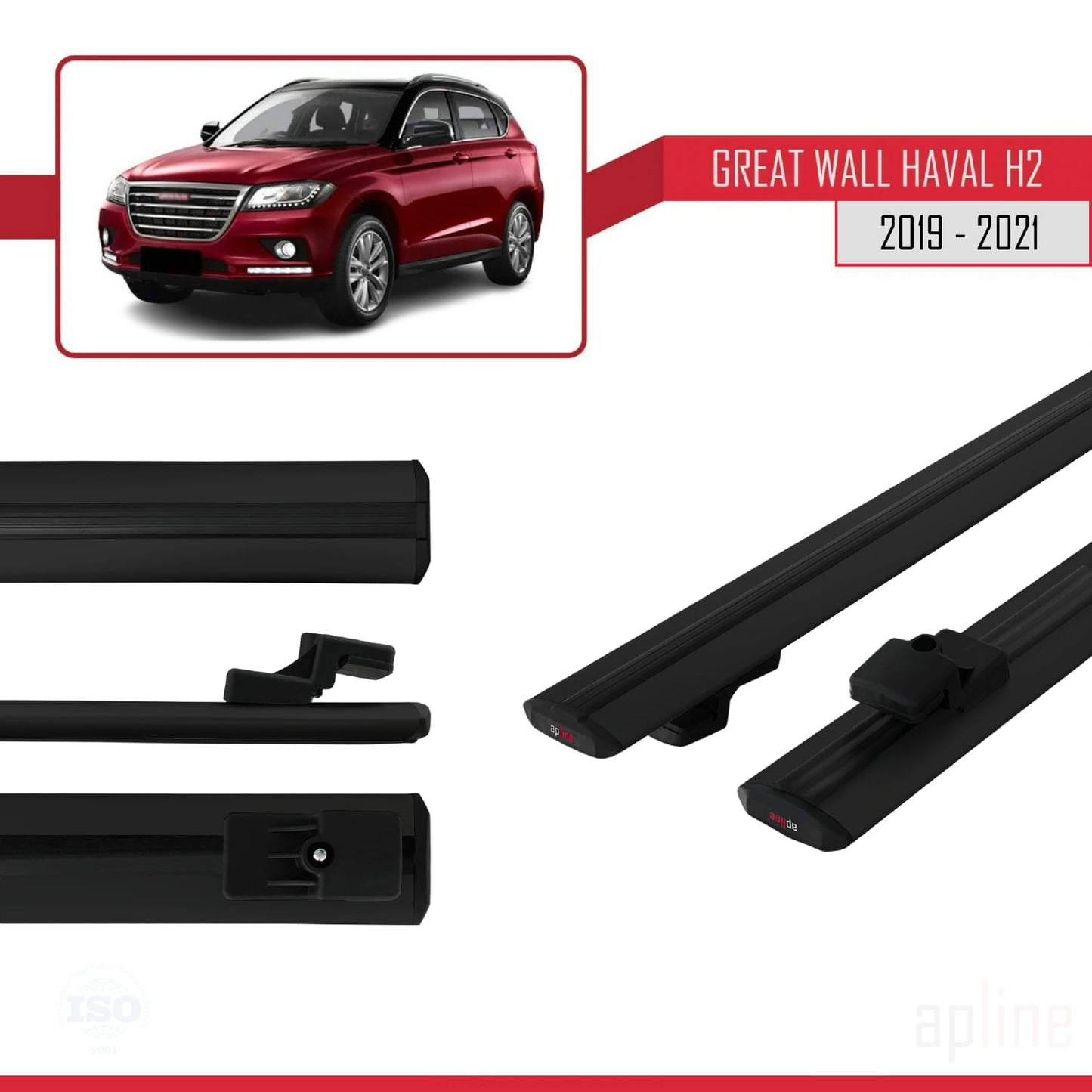 Compatible with Great Wall Haval H2 2019-2021 BASIC Model Car Roof Rack Cross Bar Black Aluminium 2 Bars