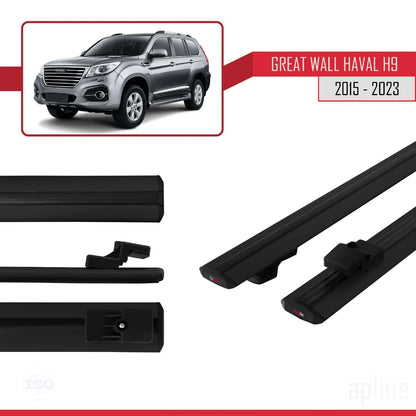 Compatible with Great Wall Haval H9 2015-2023 BASIC Model Car Roof Rack Cross Bar Black Aluminium 2 Bars