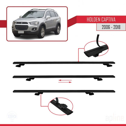 Compatible avec Holden Captiva 2006-2018 BASIC Model Barres de Toit Railing Porte-Bagages de Voiture Noir Aluminium 3 Barres