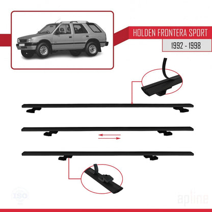 Compatible avec Holden Frontera Sport 1992-1998 BASIC Model Barres de Toit Railing Porte-Bagages de Voiture Noir Aluminium 3 Barres
