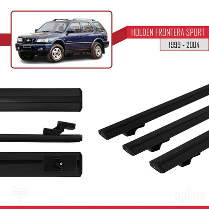 Compatible avec Holden Frontera Sport 2 1999-2004 BASIC Model Barres de Toit Railing Porte-Bagages de Voiture Noir Aluminium 3 Barres