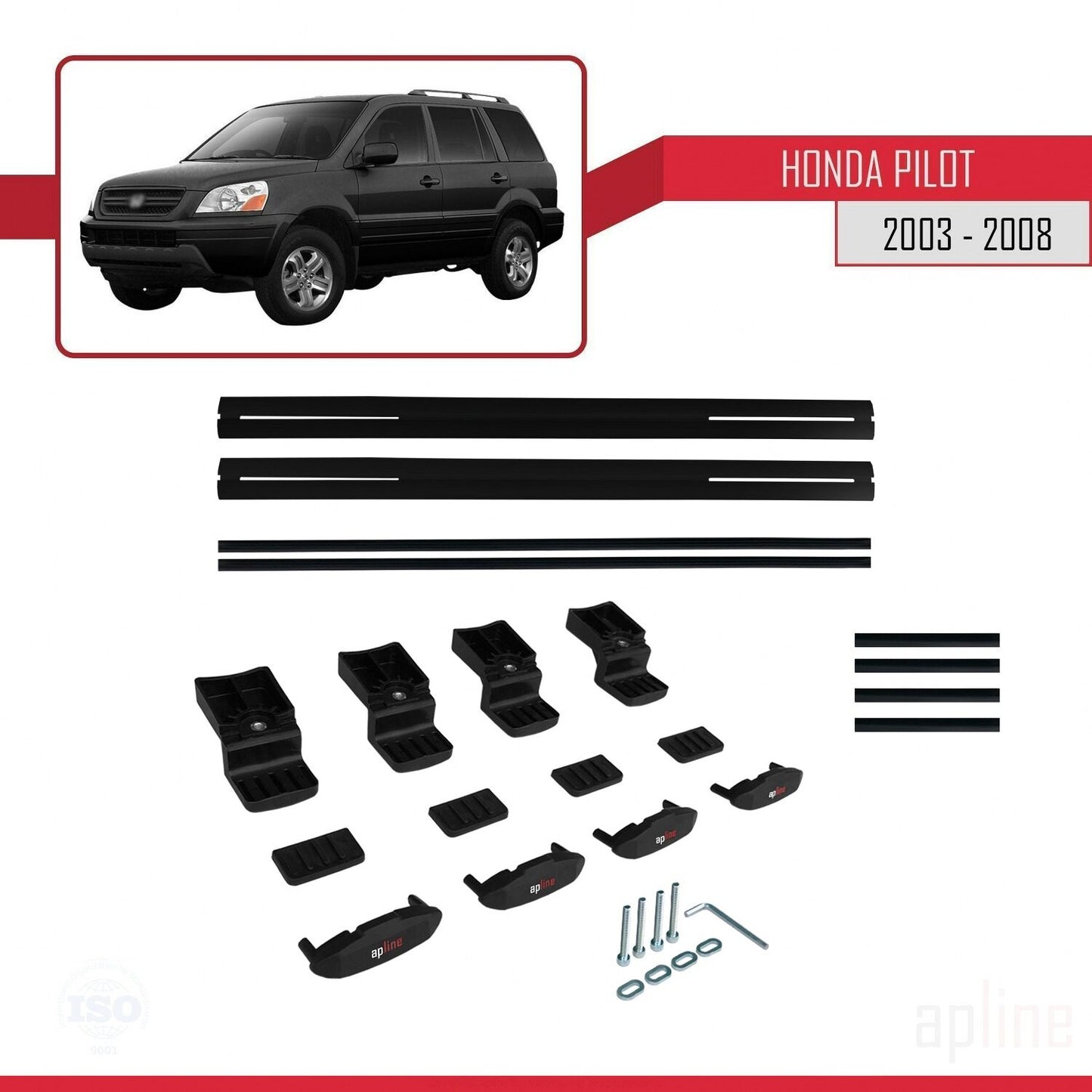 Compatible with Honda Pilot 2003-2008 BASIC Model Car Roof Rack Cross Bar Black Aluminium 2 Bars
