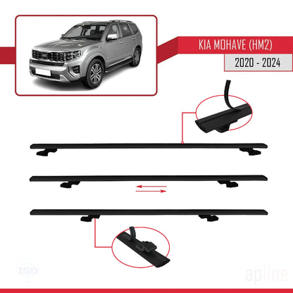 Compatible with Kia Mohave 2 (HM2) 2020-2024 BASIC Model Car Roof Rack Cross Bar Black Aluminium 2 Bars