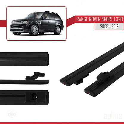 Compatible avec Land Rover Range Rover Sport (L320) 2005-2013 BASIC Model Barres de Toit Railing Porte-Bagages de Voiture Noir Aluminium 2 Barres