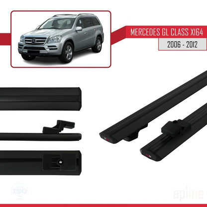 Compatible avec Mercedes Classe GL (X164) 2006-2012 BASIC Model Barres de Toit Railing Porte-Bagages de Voiture Noir Aluminium 2 Barres
