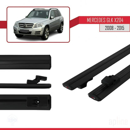 Compatible with Mercedes GLK Class (X204) 2008-2015 BASIC Model Car Roof Rack Cross Bar Black Aluminium 2 Bars