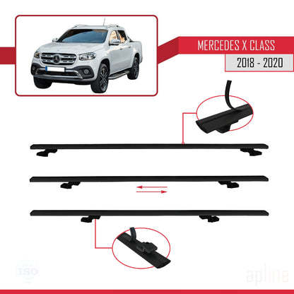 Compatible avec Mercedes Classe X (470) 2018-2020 BASIC Model Barres de Toit Railing Porte-Bagages de Voiture Noir Aluminium 3 Barres