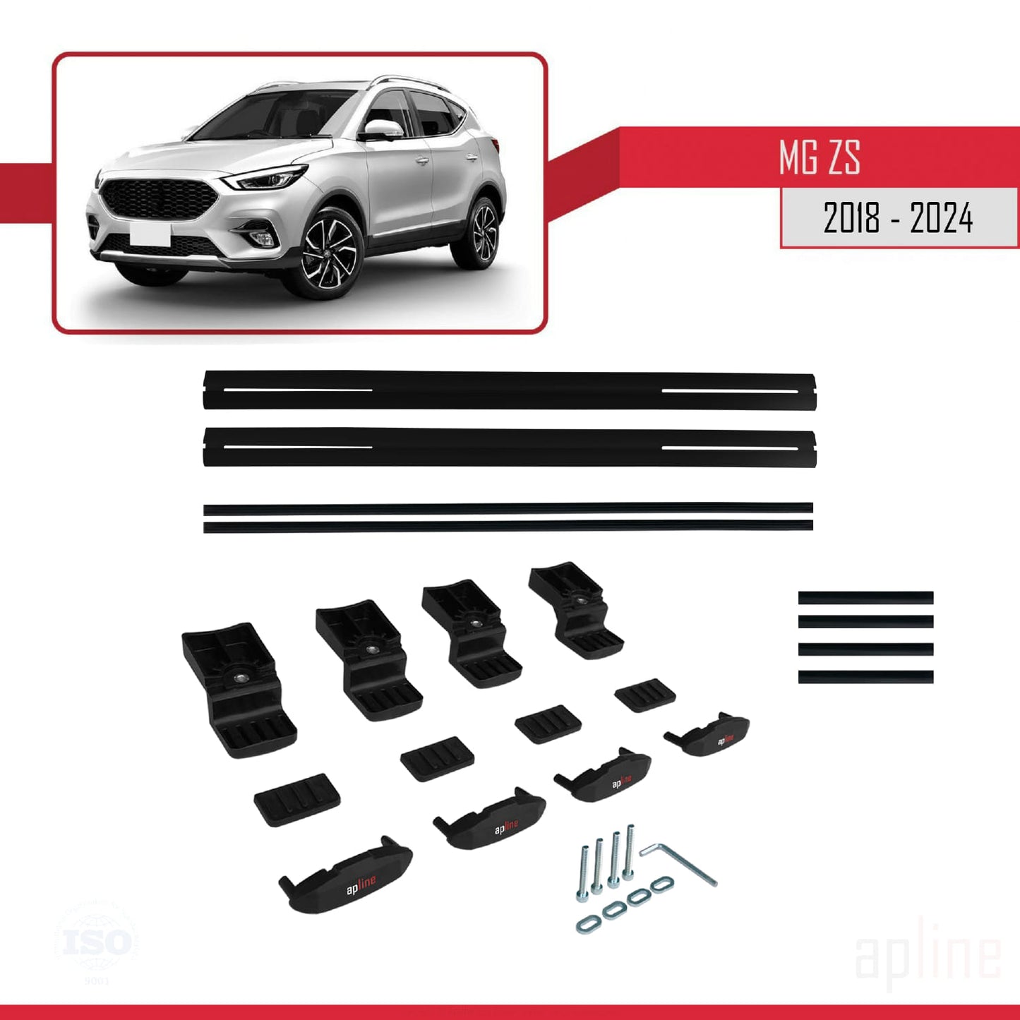 Compatible avec MG ZS 2018-2024 BASIC Model Barres de Toit Railing Porte-Bagages de Voiture Noir Aluminium 2 Barres
