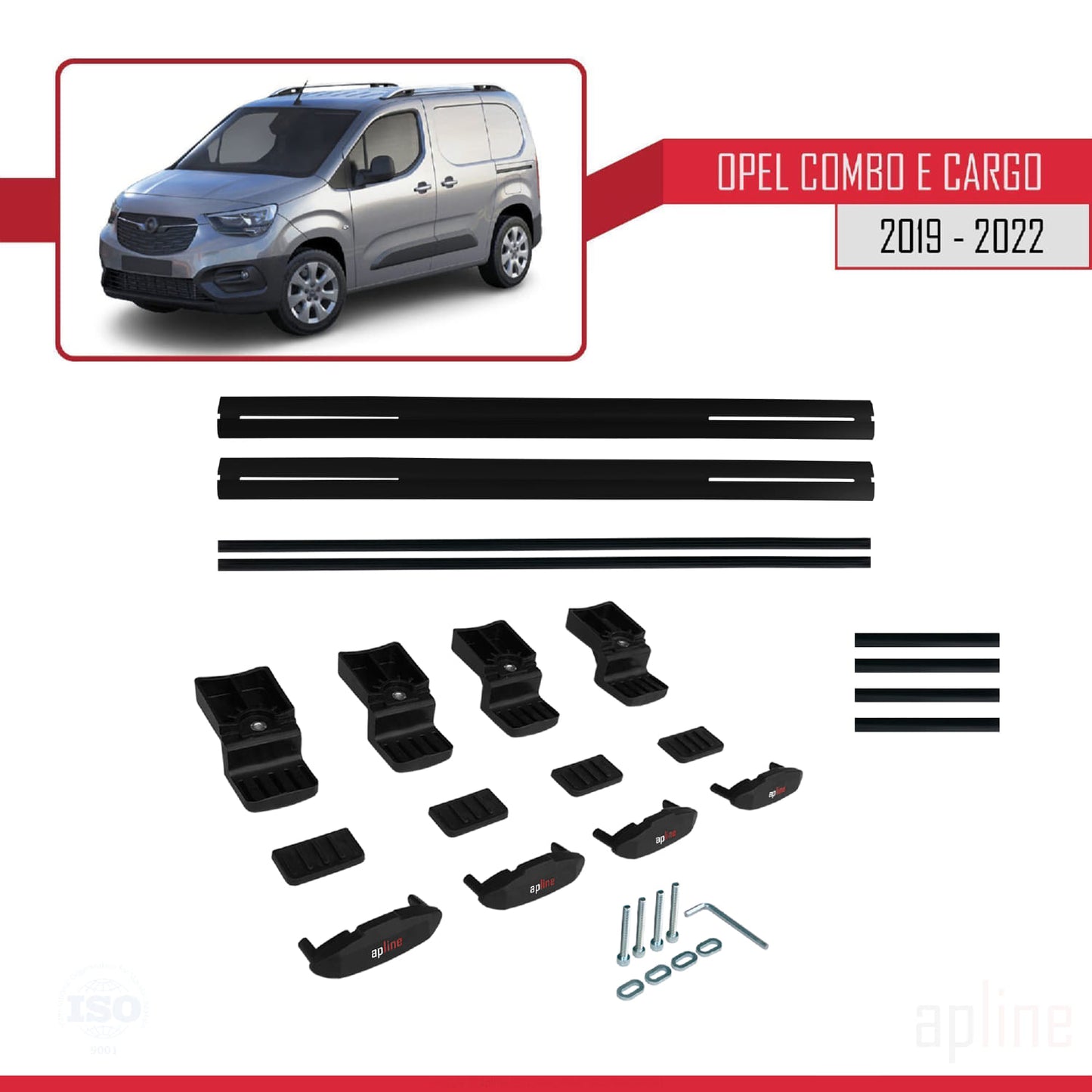 Compatible with Opel Combo E Cargo 2019-2022 BASIC Model Car Roof Rack Cross Bar Black Aluminium 2 Bars