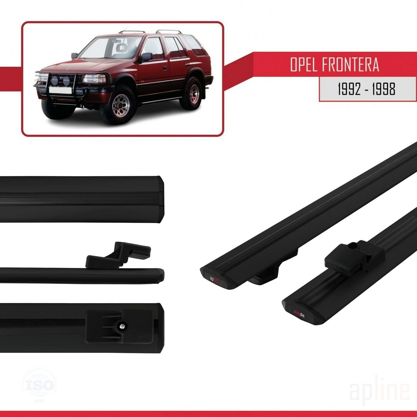 Compatible with Opel Frontera 1992-1998 BASIC Model Car Roof Rack Cross Bar Black Aluminium 2 Bars