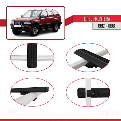 Compatible with Opel Frontera 1992-1998 BASIC Model Car Roof Rack Cross Bar Black Aluminium 2 Bars