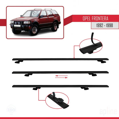 Compatible with Opel Frontera 1992-1998 BASIC Model Car Roof Rack Cross Bar Black Aluminium 2 Bars