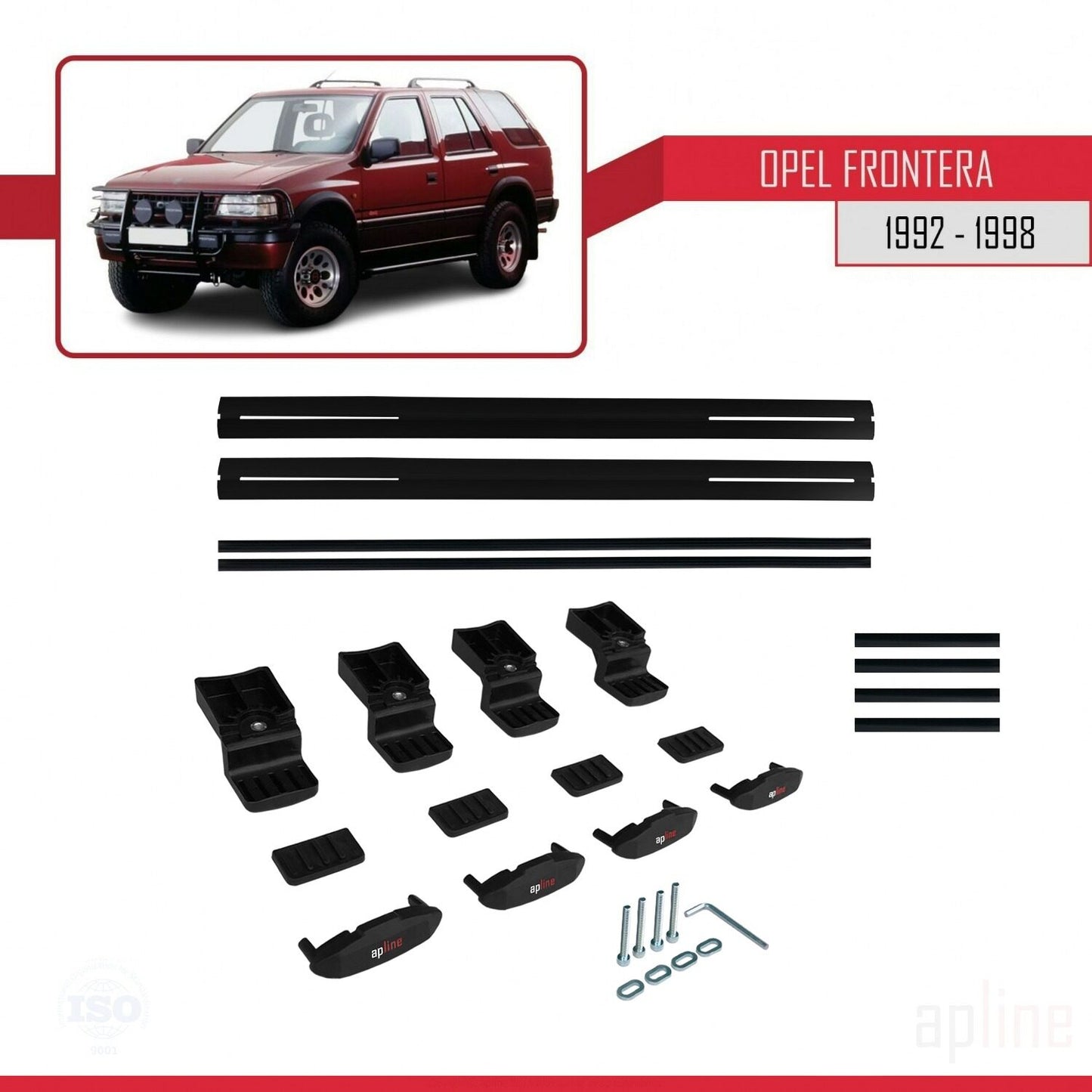 Compatible with Opel Frontera 1992-1998 BASIC Model Car Roof Rack Cross Bar Black Aluminium 2 Bars