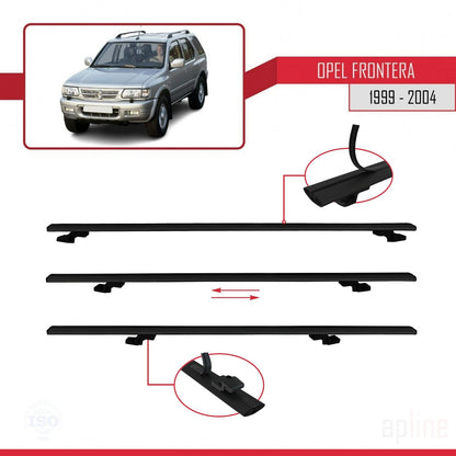 Compatible avec Opel Frontera 2 1999-2004 BASIC Model Barres de Toit Railing Porte-Bagages de Voiture Noir Aluminium 2 Barres