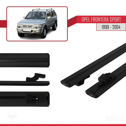 Compatible avec Opel Frontera Sport 2 1999-2004 BASIC Model Barres de Toit Railing Porte-Bagages de Voiture Noir Aluminium 2 Barres