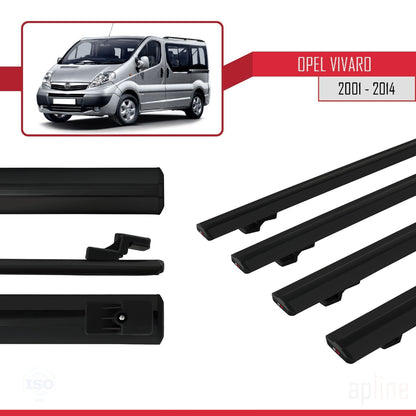 Compatible with Opel Vivaro A 2001-2014 BASIC Model Car Roof Rack Cross Bar Black Aluminium 4 Bars