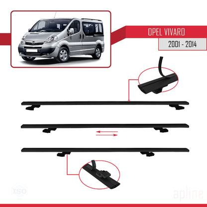 Compatible with Opel Vivaro A 2001-2014 BASIC Model Car Roof Rack Cross Bar Black Aluminium 4 Bars