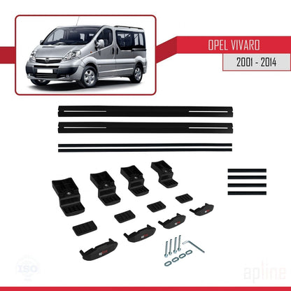 Compatible with Opel Vivaro A 2001-2014 BASIC Model Car Roof Rack Cross Bar Black Aluminium 2 Bars