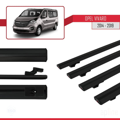 Compatible avec Opel Vivaro B 2014-2019 BASIC Model Barres de Toit Railing Porte-Bagages de Voiture Noir Aluminium 4 Barres