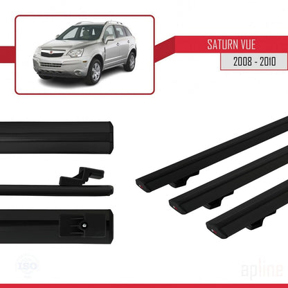 Compatible avec Saturn Vue 2 2008-2010 BASIC Model Barres de Toit Railing Porte-Bagages de Voiture Noir Aluminium 3 Barres
