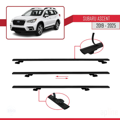 Compatible avec Subaru Ascent 2019-2025 BASIC Model Barres de Toit Railing Porte-Bagages de Voiture Noir Aluminium 2 Barres