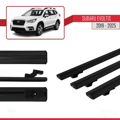 Compatible avec Subaru Evoltis 2019-2025 BASIC Model Barres de Toit Railing Porte-Bagages de Voiture Noir Aluminium 3 Barres