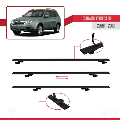 Compatible with Subaru Forester 3 (SH) 2008-2013 BASIC Model Car Roof Rack Cross Bar Black Aluminium 2 Bars