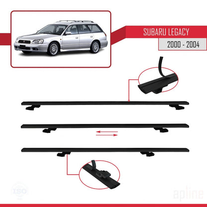 Compatible avec Subaru Legacy 3 (BE) 2000-2004 BASIC Model Barres de Toit Railing Porte-Bagages de Voiture Noir Aluminium 2 Barres