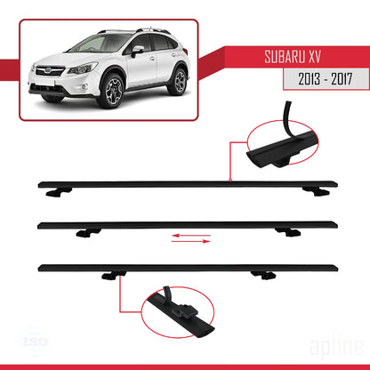 Compatible avec Subaru XV 2013-2017 BASIC Model Barres de Toit Railing Porte-Bagages de Voiture Noir Aluminium 3 Barres