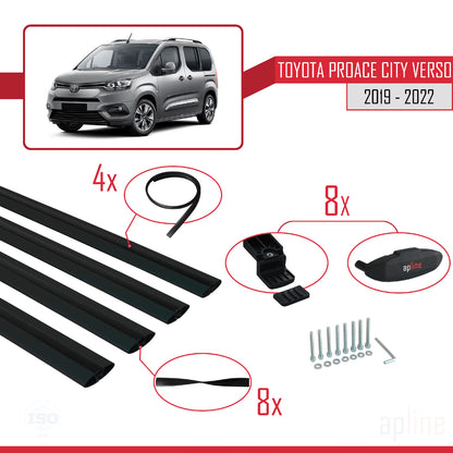 Compatible avec Toyota Proace City Verso 2019-2022 BASIC Model Barres de Toit Railing Porte-Bagages de Voiture Noir Aluminium 4 Barres
