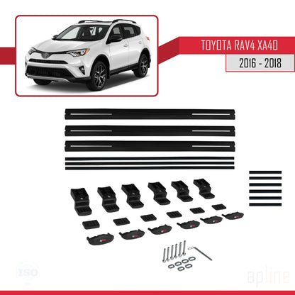 Compatible avec Toyota RAV4 IV (XA40) Post-Facelift 2016-2018 BASIC Model Barres de Toit Railing Porte-Bagages de Voiture Noir Aluminium 3 Barres