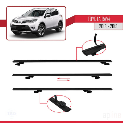Compatible avec Toyota RAV4 IV (XA40) Pre-Facelift 2013-2015 BASIC Model Barres de Toit Railing Porte-Bagages de Voiture Noir Aluminium 2 Barres
