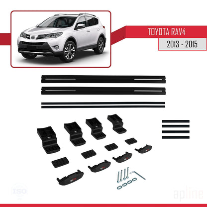 Compatible avec Toyota RAV4 IV (XA40) Pre-Facelift 2013-2015 BASIC Model Barres de Toit Railing Porte-Bagages de Voiture Noir Aluminium 2 Barres