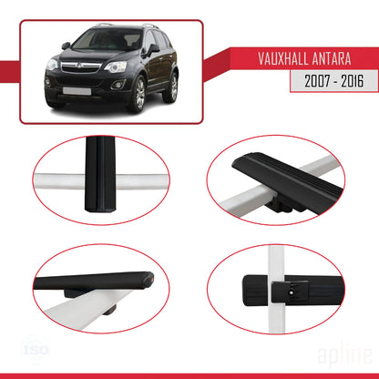 Compatible avec Vauxhall Antara 2007-2016 BASIC Model Barres de Toit Railing Porte-Bagages de Voiture Noir Aluminium 3 Barres