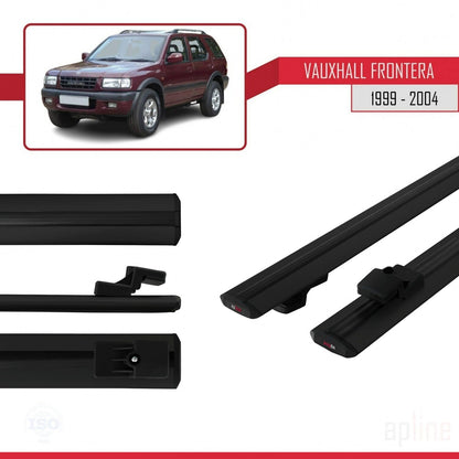 Compatible avec Vauxhall Frontera 2 1999-2004 BASIC Model Barres de Toit Railing Porte-Bagages de Voiture Noir Aluminium 2 Barres