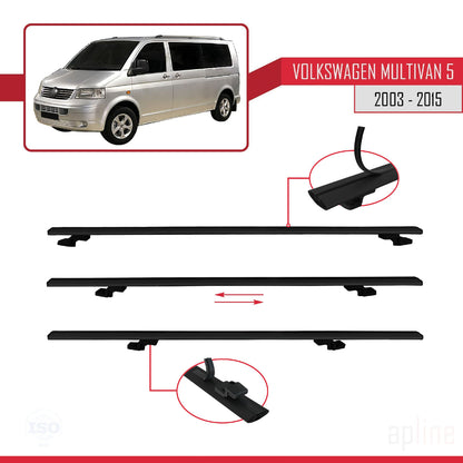 Compatible avec Volkswagen T5 Multivan 2003-2015 BASIC Model Barres de Toit Railing Porte-Bagages de Voiture Noir Aluminium 4 Barres