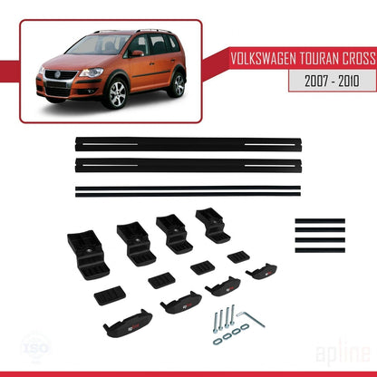 Compatible avec Volkswagen Touran Cross Pre-Facelift 2007-2010 BASIC Model Barres de Toit Railing Porte-Bagages de Voiture Noir Aluminium 2 Barres