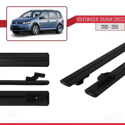 Compatible avec Volkswagen Touran Cross Post-Facelift 2010-2015 BASIC Model Barres de Toit Railing Porte-Bagages de Voiture Noir Aluminium 2 Barres