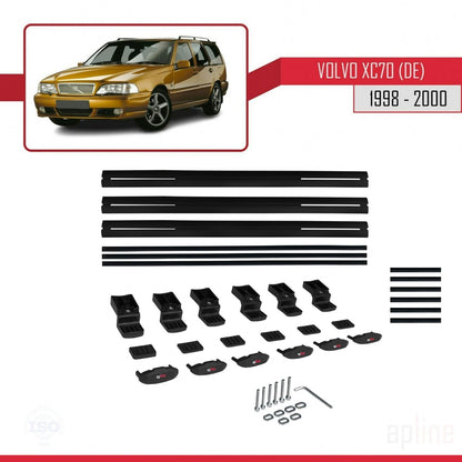 Compatible with Volvo XC70 1998-2000 BASIC Model Car Roof Rack Cross Bar Black Aluminium 3 Bars
