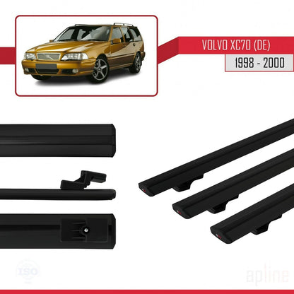 Compatible with Volvo XC70 1998-2000 BASIC Model Car Roof Rack Cross Bar Black Aluminium 3 Bars