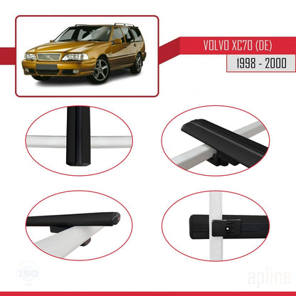 Compatible with Volvo XC70 1998-2000 BASIC Model Car Roof Rack Cross Bar Black Aluminium 3 Bars