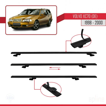 Compatible with Volvo XC70 1998-2000 BASIC Model Car Roof Rack Cross Bar Black Aluminium 3 Bars