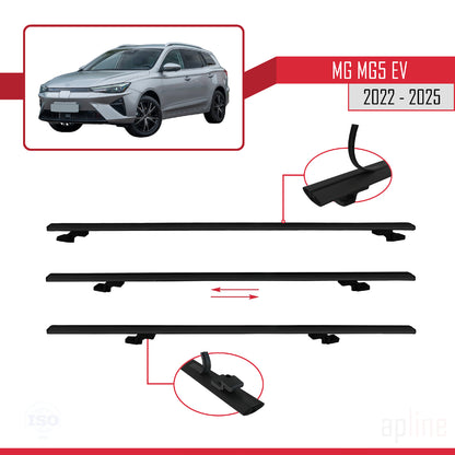 Compatible avec MG 5 EV 2022-2025 BASIC Model Barres de Toit Railing Porte-Bagages de Voiture Noir Aluminium 3 Barres