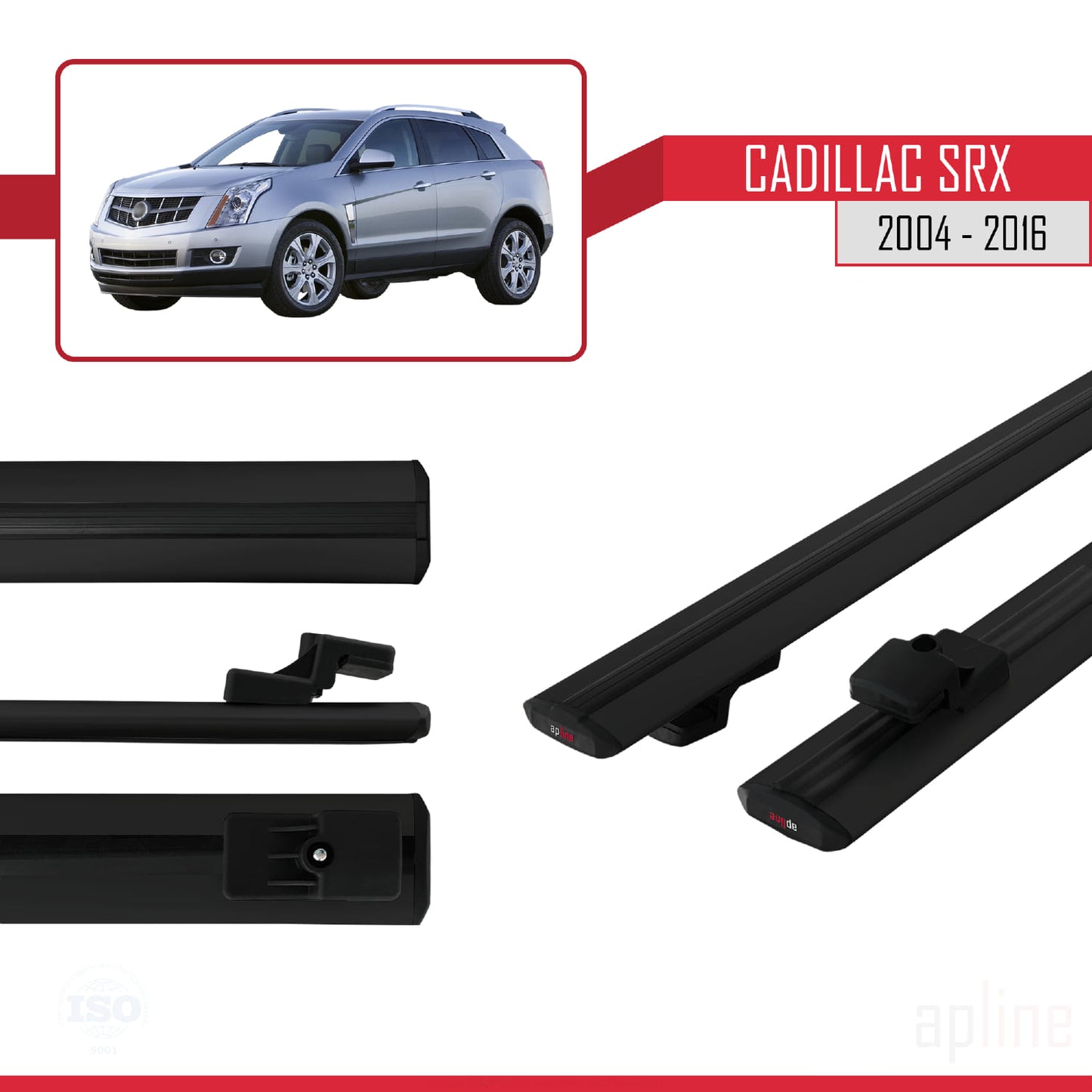 Compatible avec Cadillac SRX 2004-2016 BASIC Model Barres de Toit Railing Porte-Bagages de Voiture Noir Aluminium 2 Barres