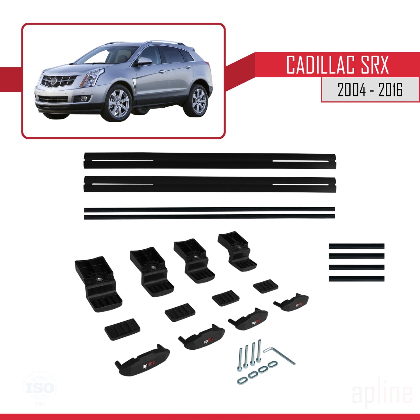 Compatible avec Cadillac SRX 2004-2016 BASIC Model Barres de Toit Railing Porte-Bagages de Voiture Noir Aluminium 2 Barres